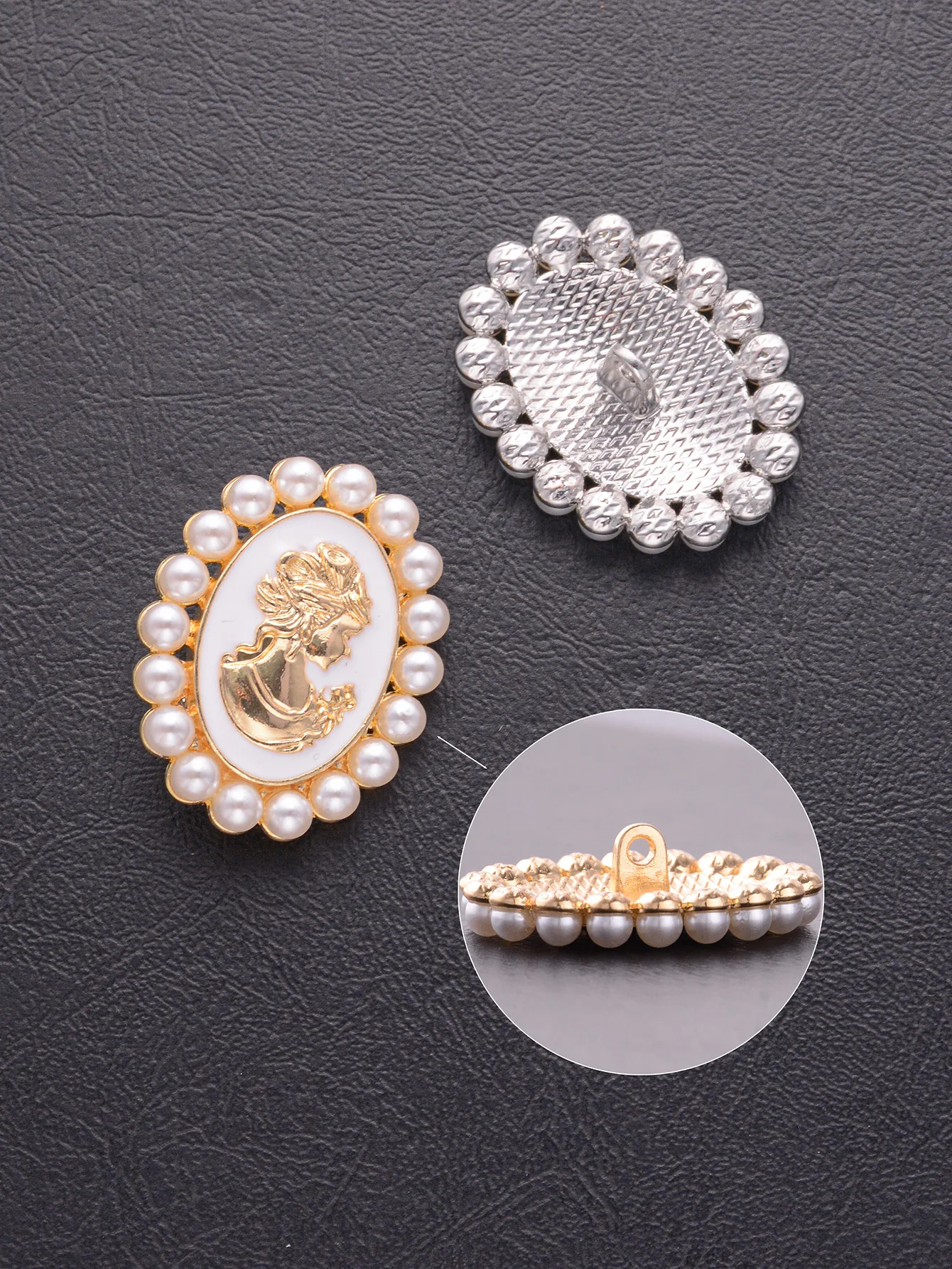 2szt/opakowanie Vintage Beauty Cameo Pearl Alloy Buttons For Cardigan Shoes Bags Decor DIY Sewing Buttons Apparel Accessories — zdjęcie 5