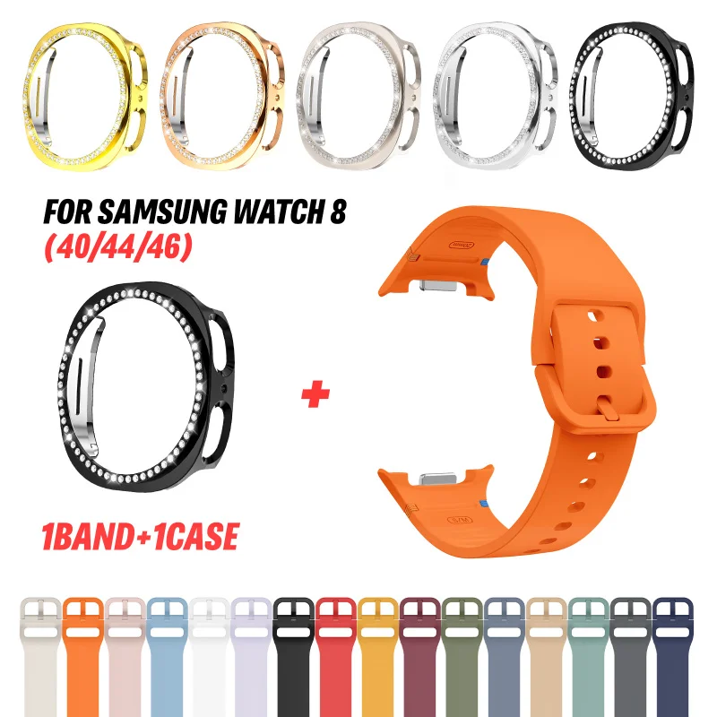 2pcs, Strap & Case For Samsung Watch 8 40mm 44mm  8Classic 46mm Flat Stitch Strap Semi-Enclosed Hollow Breathable Protector