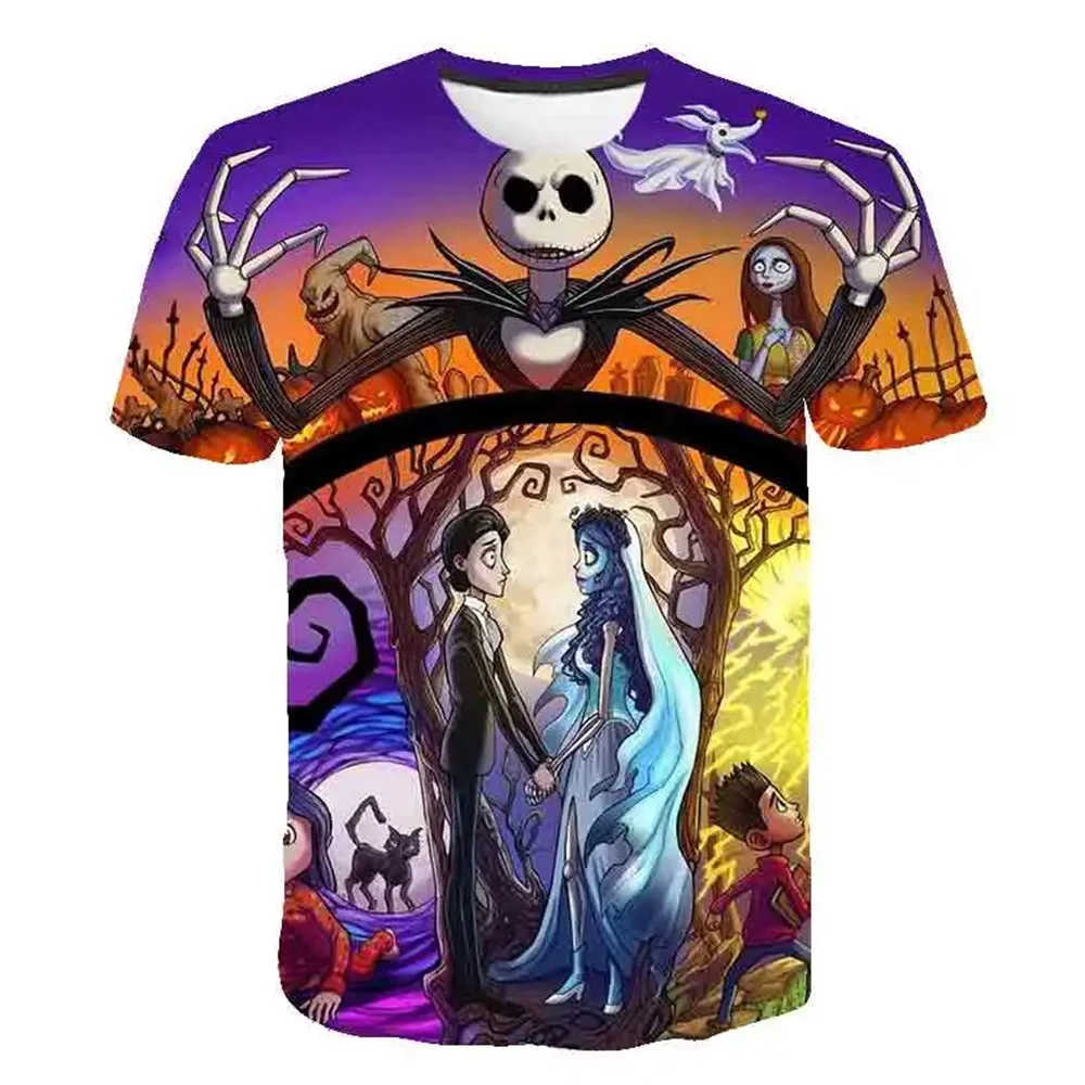 Halloween Disney T-Shirts The Nightmare Before Christmas Jack Skellington 3D Print Men Women Fashion T Shirt Kids Boys Tees Tops