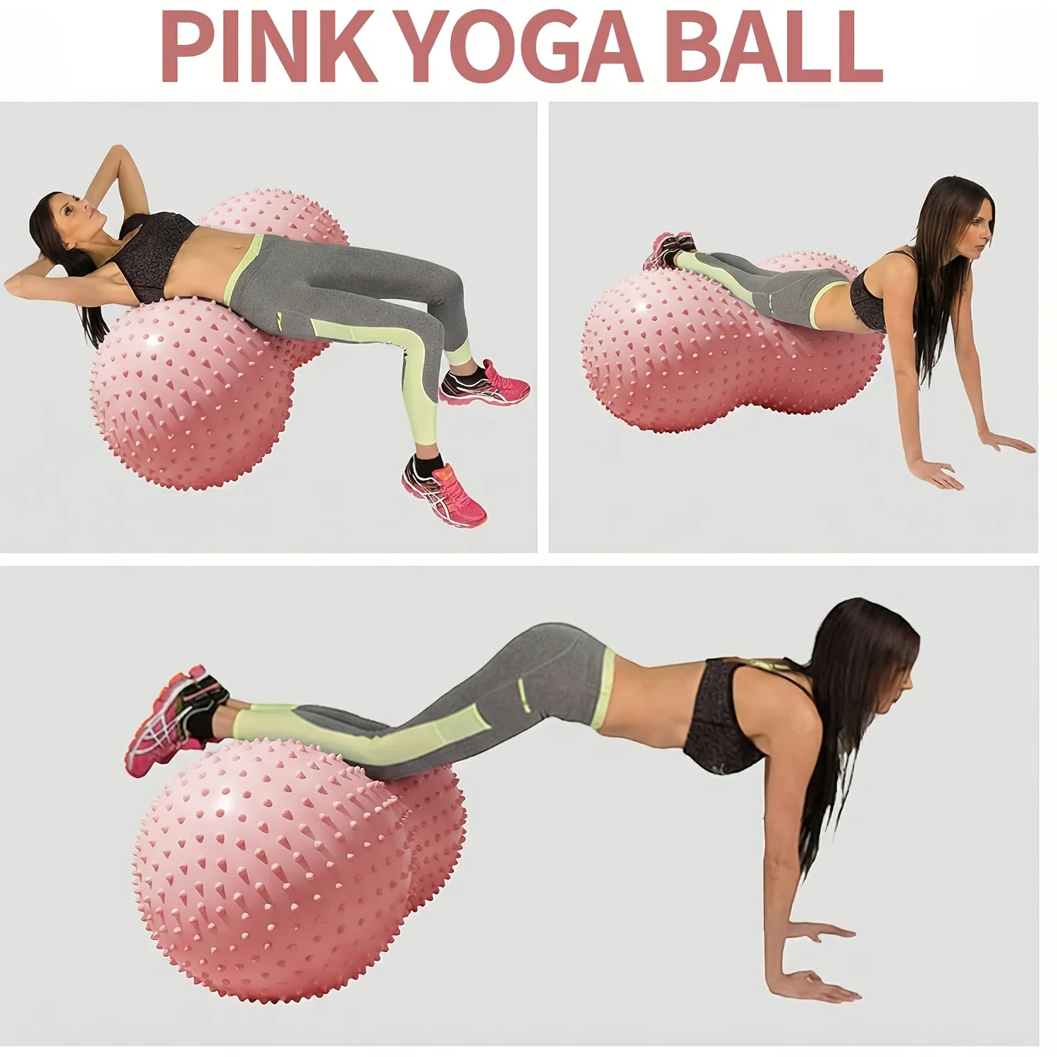 90cm Peanut Shaped Yoga Ball Textured Nodule Non-slip Fitness Ball Anti Burst Exercise Ball for Home Workout & Muscle Relief