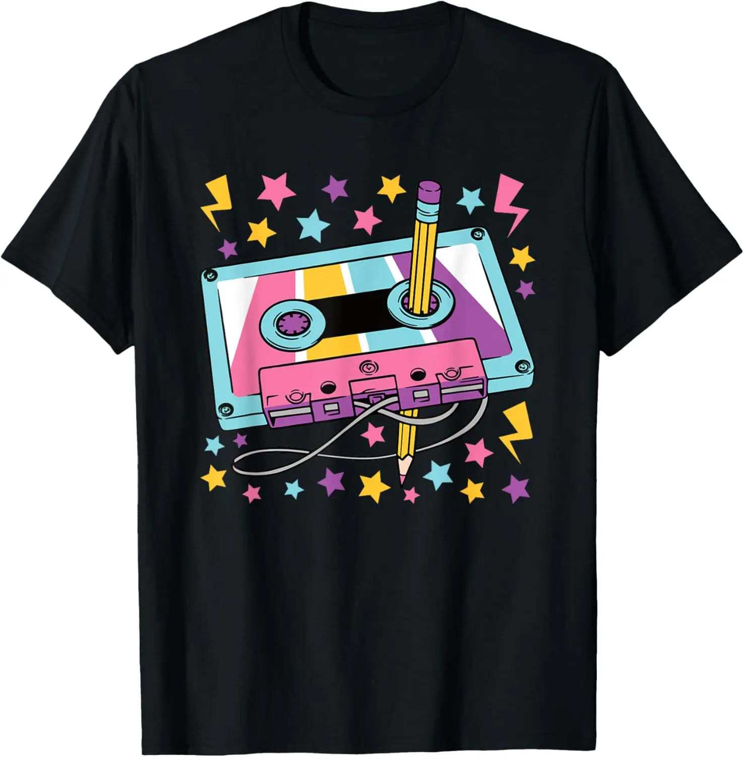 80s 90s Cassette Pencil Theme Party Outfit Men Women Kids T-Shirt