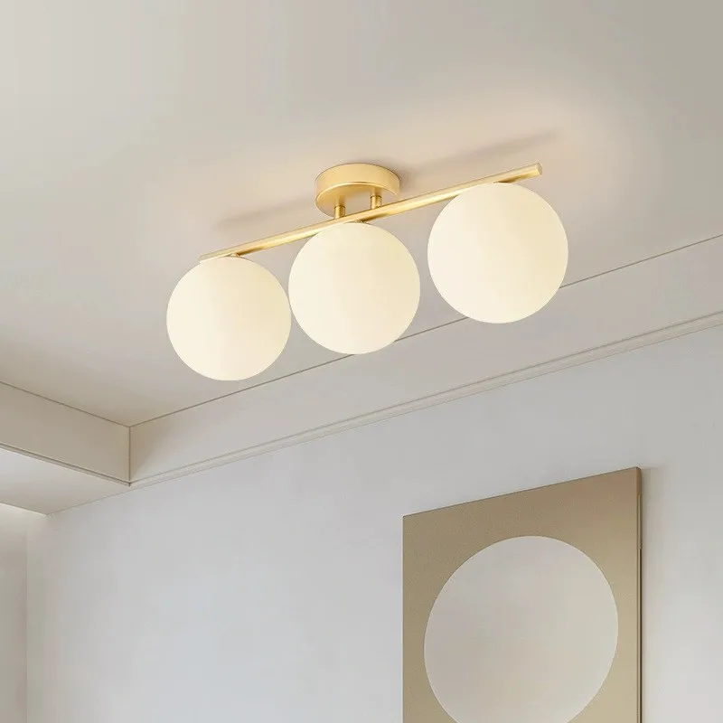 Modern Multi-head Creative Ball Living Room Entrance Multiple Glass Ceiling Lamp Design Sense of Bedroom Checkroom Ceiling Light