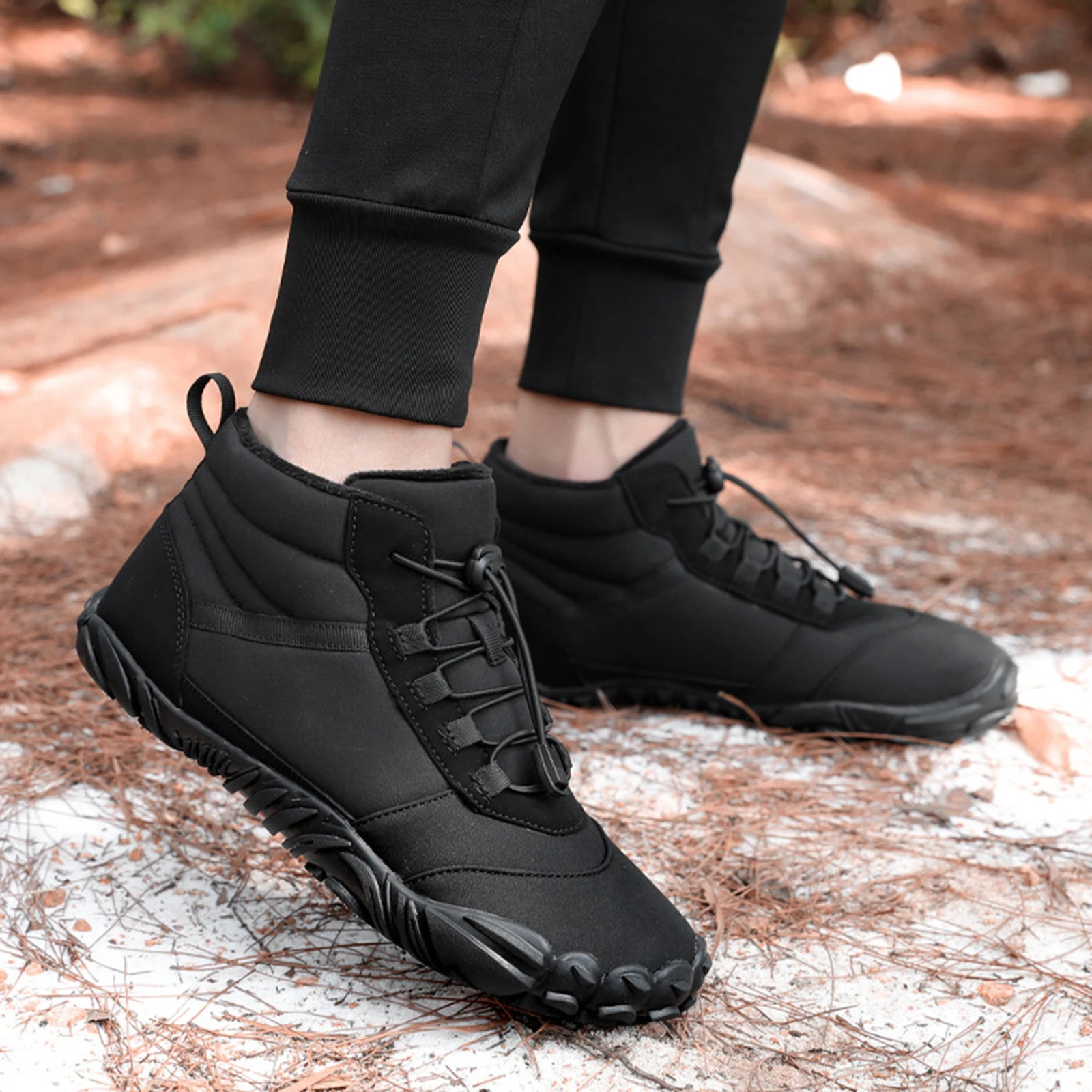 Winter Warm Jogging Sneakers Women Men Rubber Running Barefoot Shoes Waterproof Non-Slip Breathable for Trekking Climbing