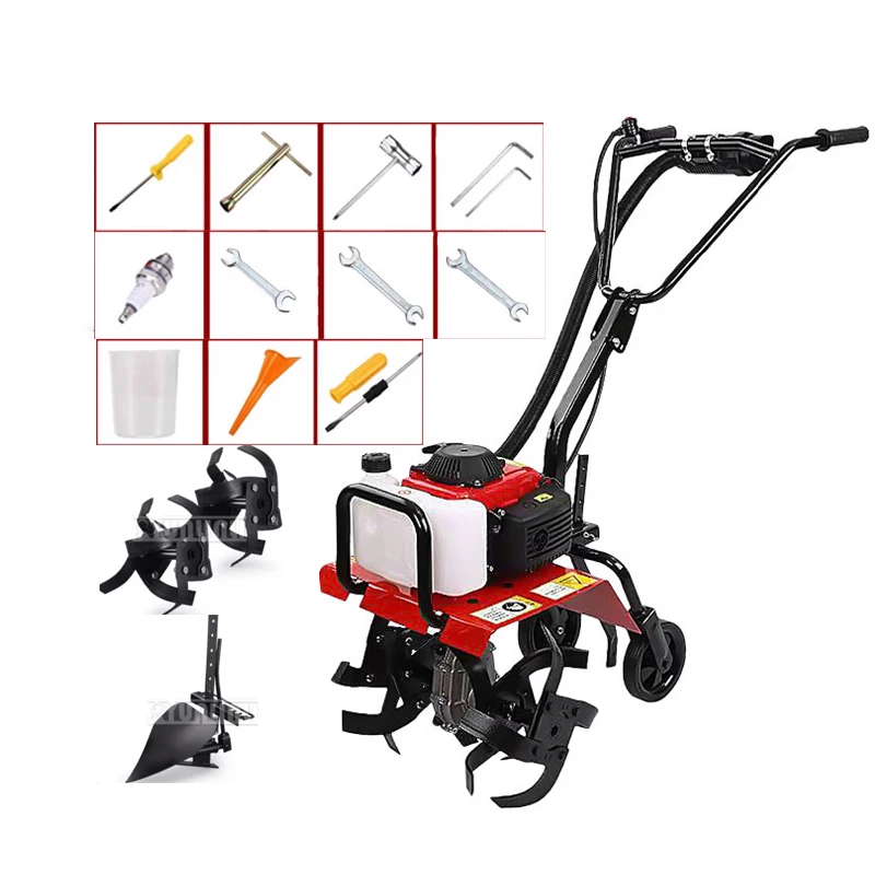 Small Gasoline Tiller Farm Agriculture Rotary Tillage Machine  loosening/trenching/weeding/fertilizing/turning Soil Cultivator