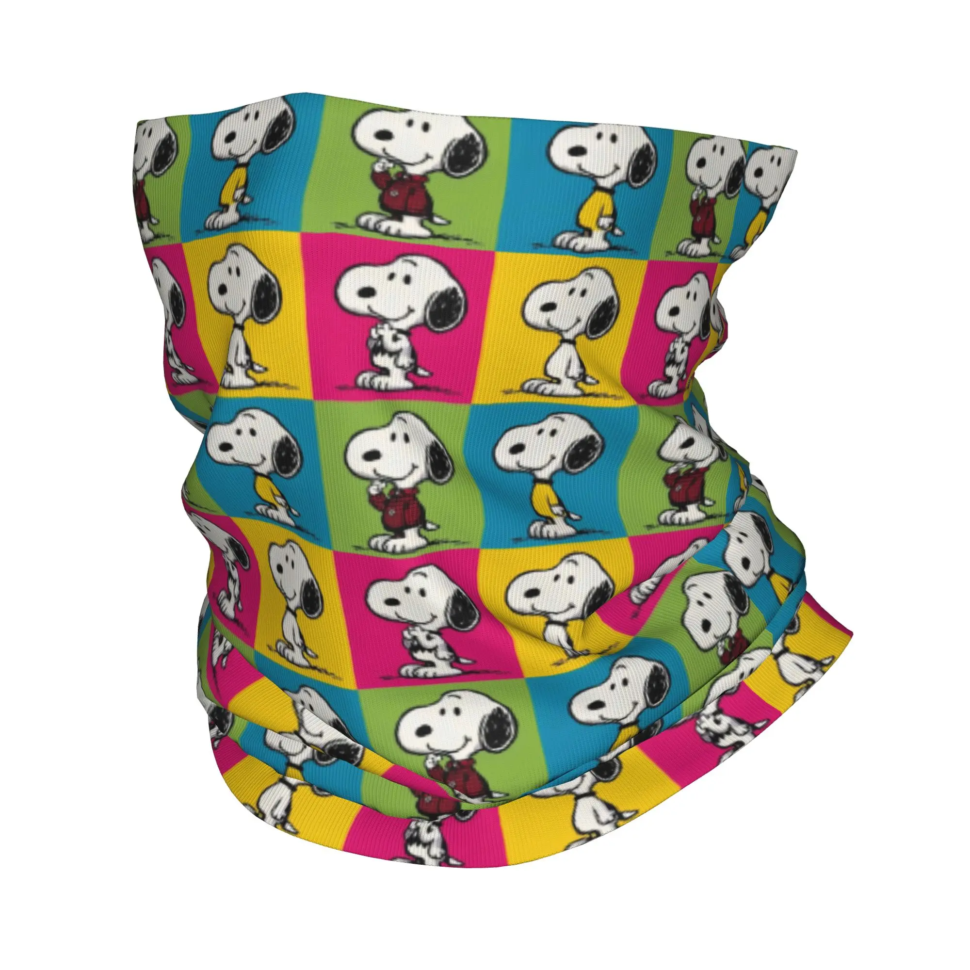 Checkered Plaid S-Snoopy'S Anime Dog  Bandana Neck Warmer Women Men Winter Ski Hiking Scarf Gaiter  Face Cover