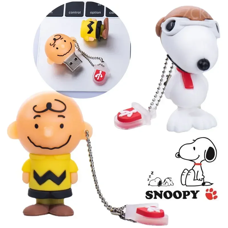 Cute Snoopy Charlie Brown USB Flash Disk Creative Anime Doll USB Drive 16GB 32GB 64GB 128GB Memory High Speed USB2.0 Pen Drive