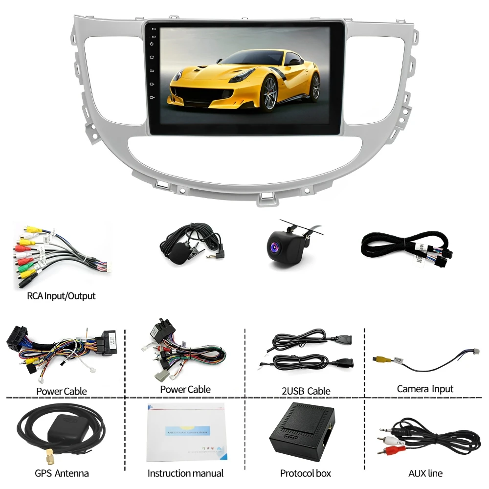 9inch Car Stereo Radio for Hyundai Genesis 2009-2014 GPS Navi Head Unit with Android15  Carplay Android Auto WiFi Bluetooth