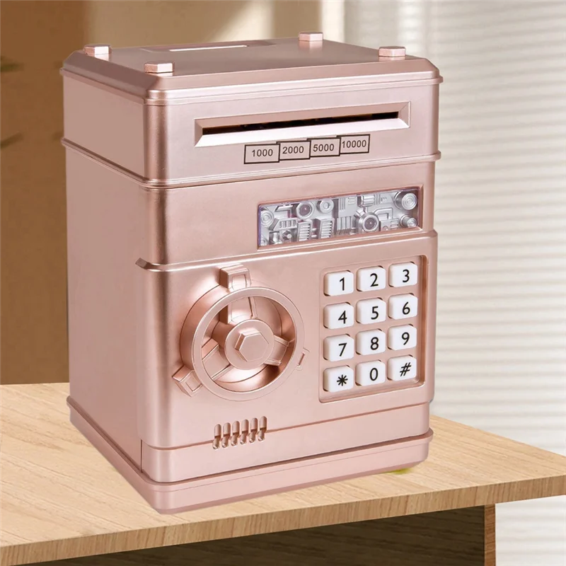 AS95-Automatisches Mini-Safe-Sparschwein – Münzbank mit Passwortsperre und Bargeldspartheke, ideales Geschenk für Kinder