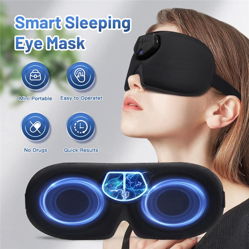 Mascarilla para dormir para aliviar el masajeador de cabeza EMS inteligente, alivio de pulso eléctrico, ayuda para la migraña, parasol de viaje, venda para los ojos, dispositivo para dormir