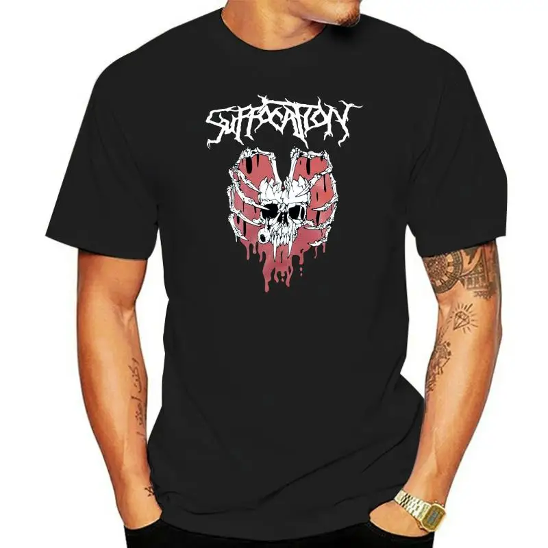 Suffocation Band Skeleton Heart Logo Black T-Shirt