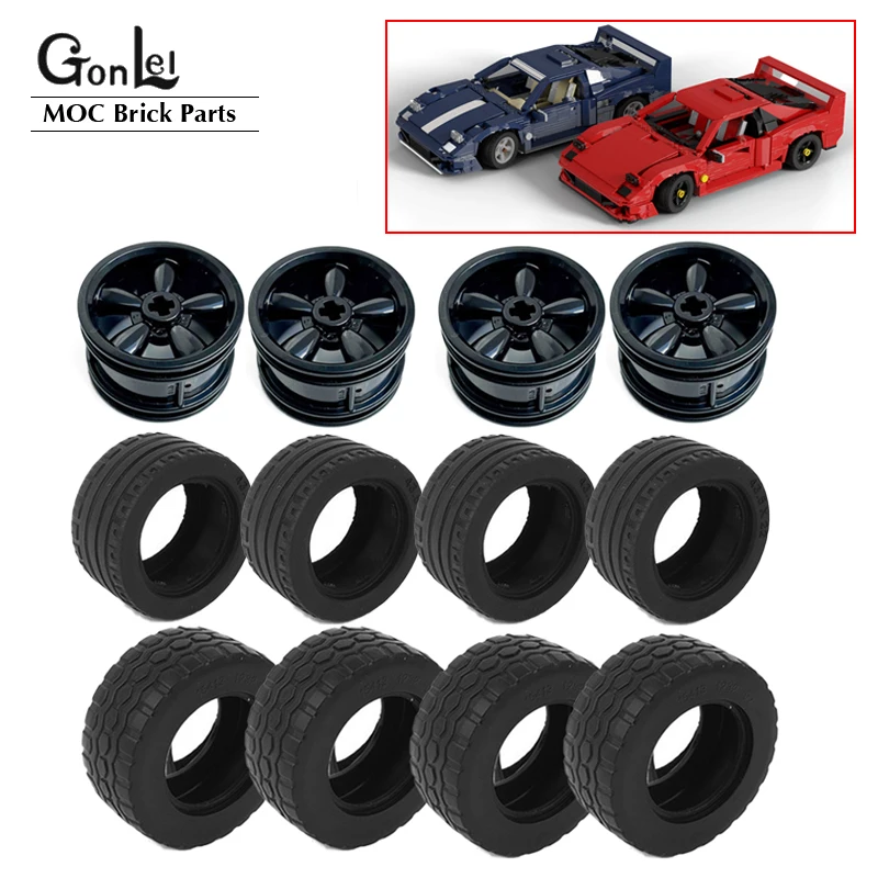 4Pcs/lot Technical Wheels & Tyres Parts 42716 Wheel 30x20 5-Spoke Compatible Tyre 44309 55976 15413 fit 10295 Cars Model Toys