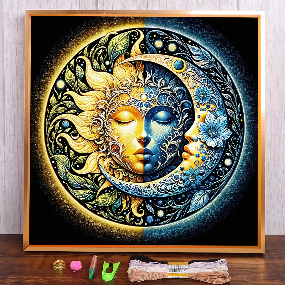 

Goddess Of Sun Pre-Printed Cross Stitch Complete Kit DIY Embroidery Hobby Knitting Needlework Painting Different Floss Package