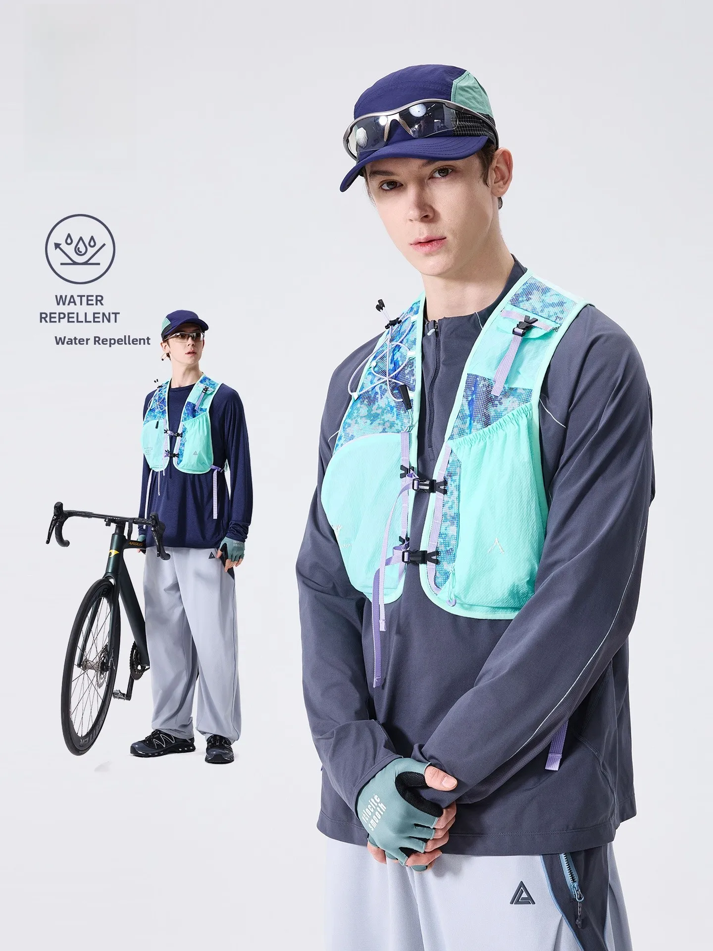 LAZY DAY Men's Outdoor Breathable Mesh Vest Multi-Pocket Workwear Vest Water-Resistant Color Block Summer Thermal Vest