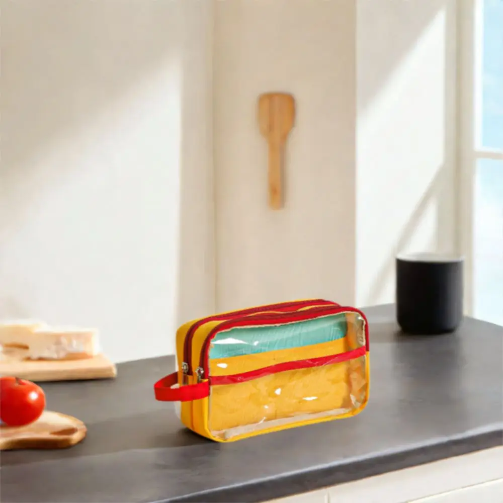 Durable Multi-layer Contrast Color Pen Bag Large Capacity Portable Stationery Storage Box Transparent DIY Pen Pouch School