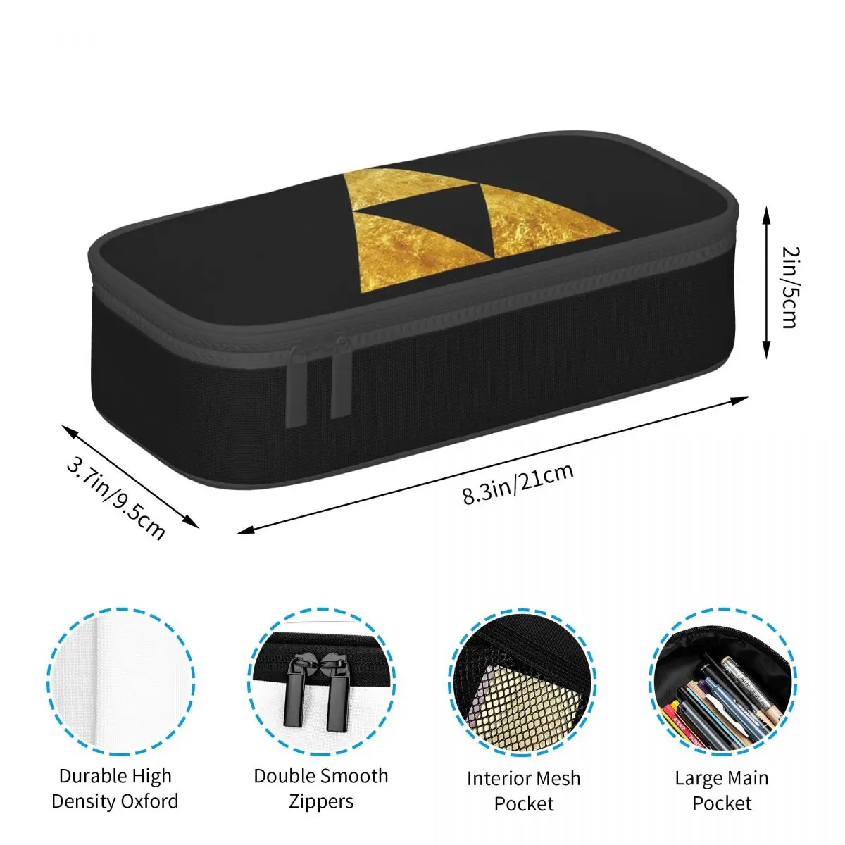 Gold Triforce Symbol Zelda Pencil Cases Large Storage Pen Bags Pen Box Pencil Pouch For Boys Girls Students Stationery School