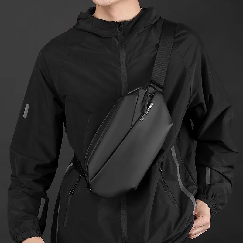 

Lightweight nylon waterproof men's crossbody bag, functional cycling chest backpack, commuter travel bag