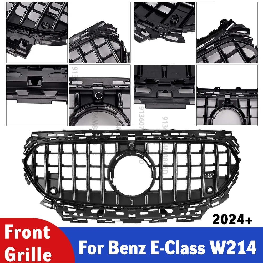 

Exact Fit Front Grille for 2023-2025 Mercedes-Benz E-Class W214 Wagon Sedan Pre-facelift AMG Style Gloss Black OEM Upgrade