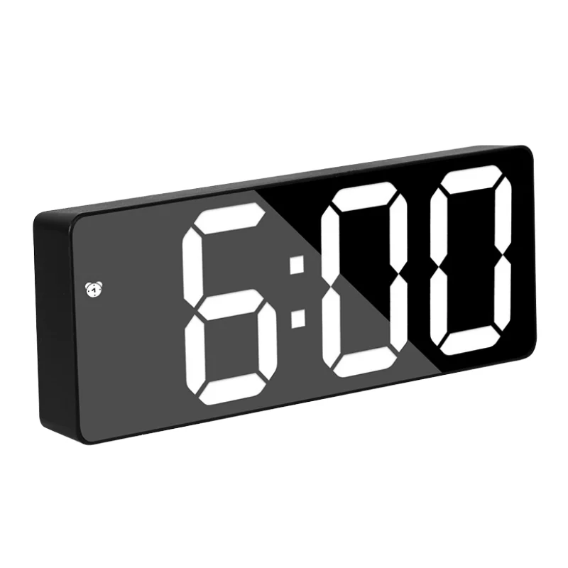 Modern Creative Mirror Alarm Clock Multifunctional LED Luminova Dual-Purpose Plug-in Battery Electronic Digital Calendar
