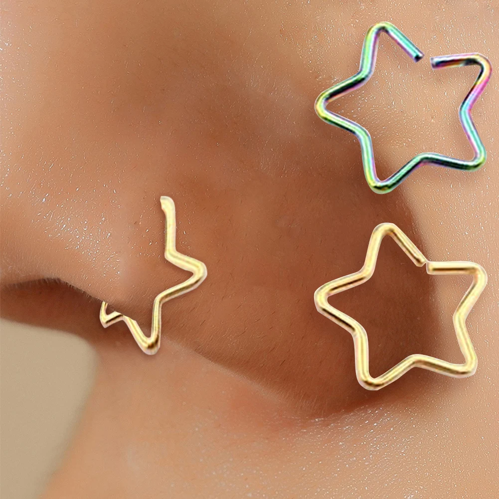 1pc star Nose Ring Clips Septum Ring Hoop Cartilage Tragus Helix Small Piercing Nose Rings For Women Body Jewelry Accessories