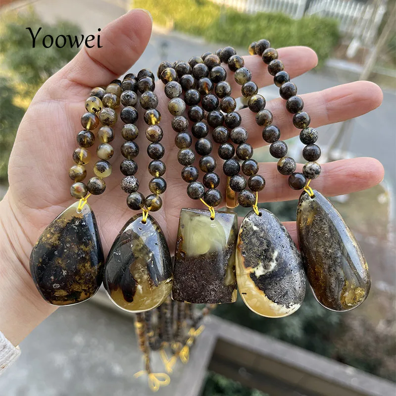 6mm 100% Original Amber Necklace for Unisex Natural Stone Plant Round Flaws Beads Bracelet New Real Pendant Jewelry Wholesale