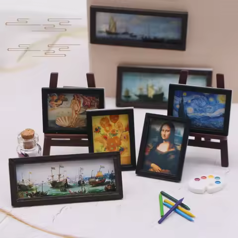 8pcs Mini Miniature 1:12 DIY Photo Frame Antique Frame Oil Painting DIY Doll House Decoration A... product image