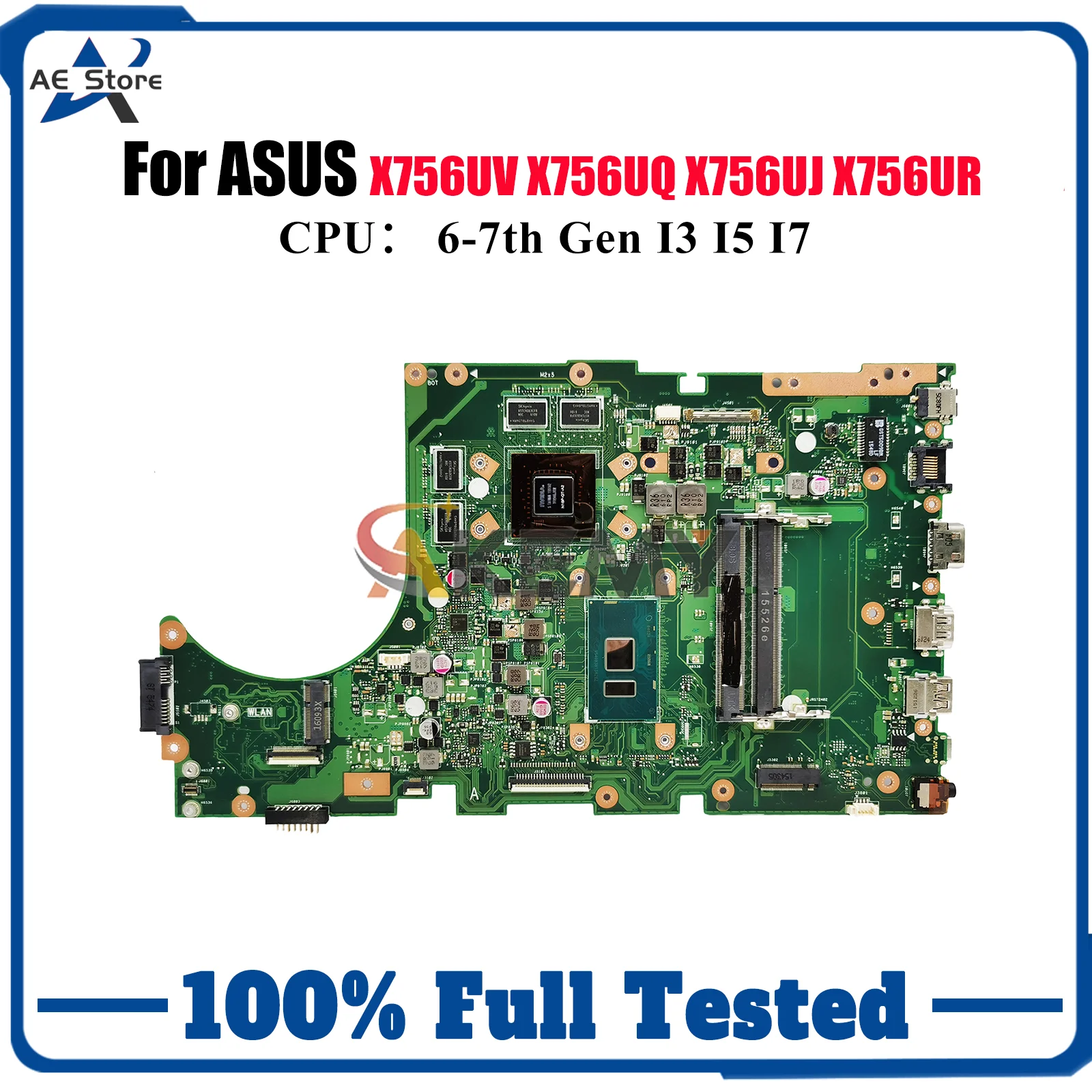 

X756UX Laptop Motherboard For ASUS X756U X756UAK X756UQ A756U X756UXM X756UV X756UQK X756UJ X756UR Mainboard With I3 I5 I7 CPU