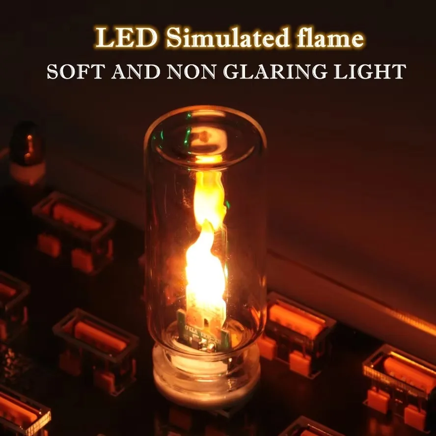 USB Flame Flickering LED Frosted Clear Glass Candle Night Light Simulated Flame for Car Home Room Laptop PC Festival Decoration