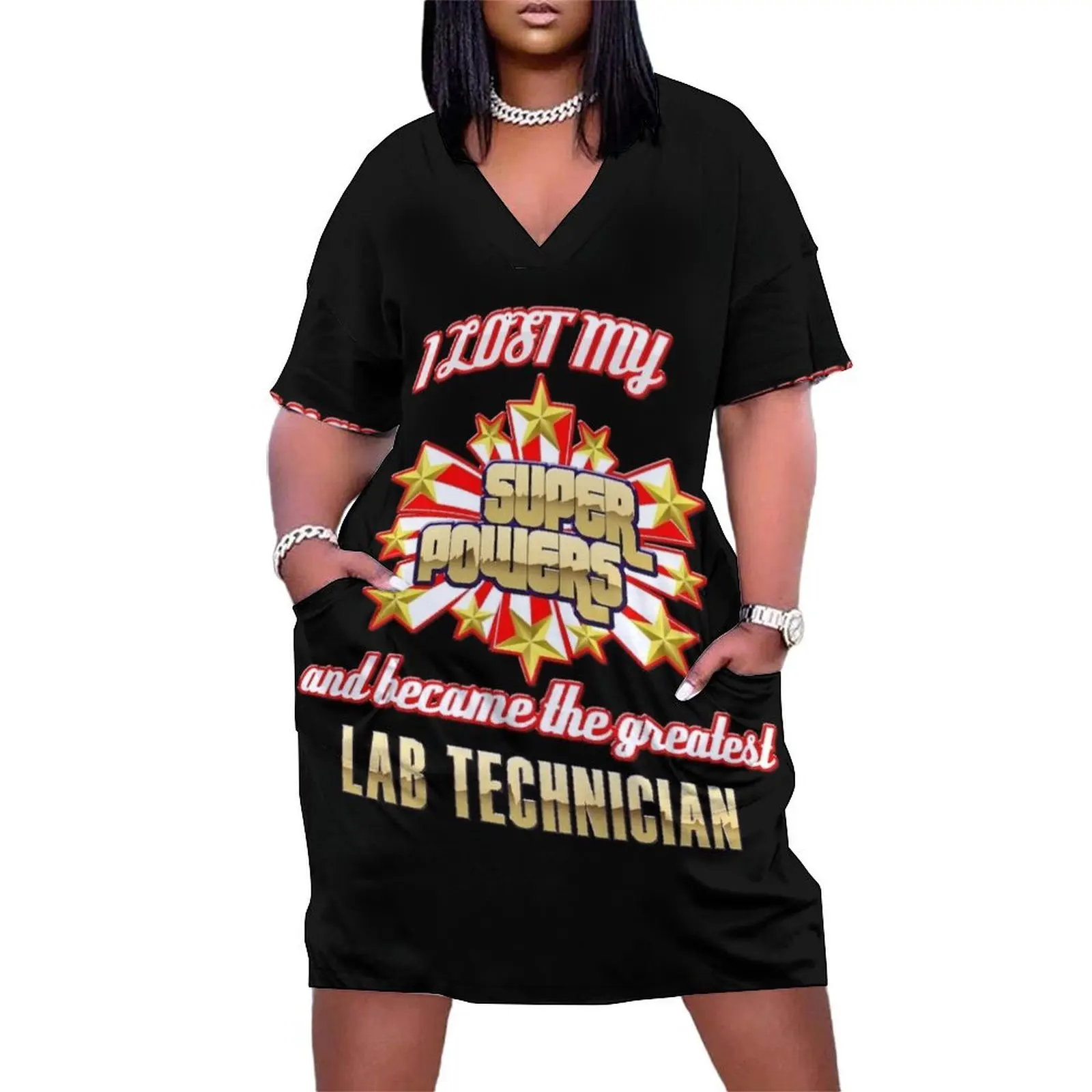 I lost my super powers and became the greatest lab technician Loose Pocket Dress Woman fashion cute dress