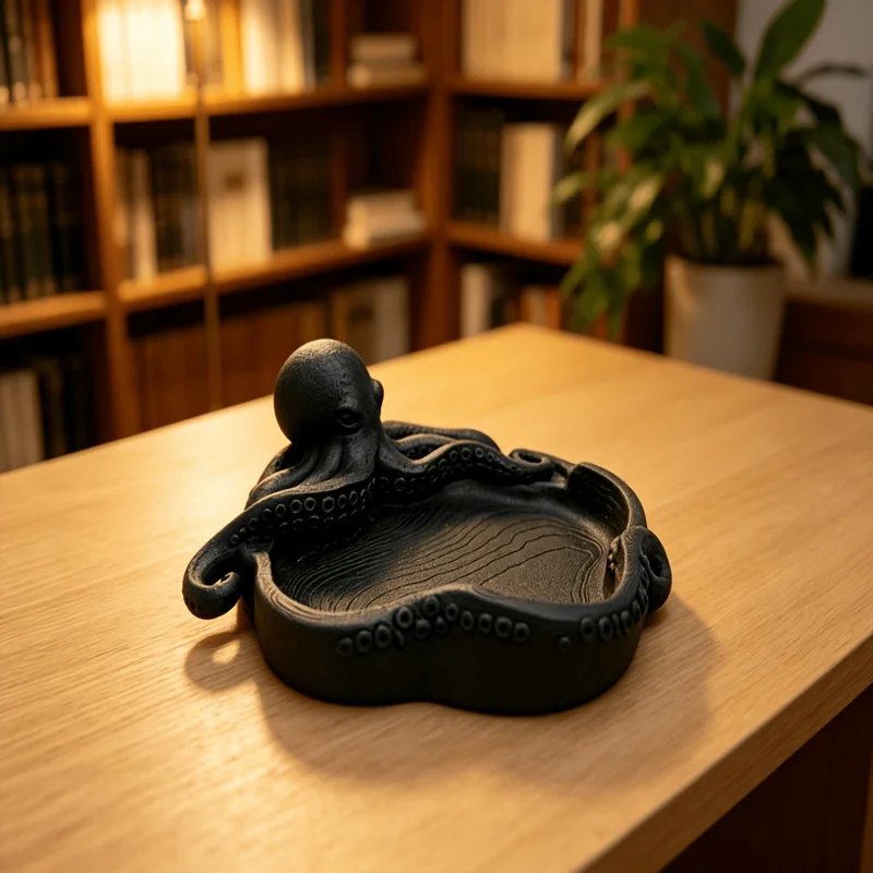 3D Printed Octopus Catch All Tray For Keys Coins Jewelry Desk Organizer Decorative Storage Dish For Small Items