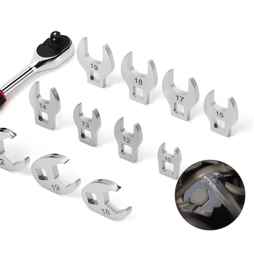 10-piece 3/8-inch Drive Open-end Wrench Replacement Set, 10-22 Mm, Flexible Machine Operation, Efficient Use