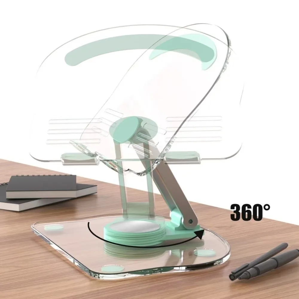 

Transparent Acrylic Tablet Desktop Stand 360° Rotation Foldable Phone Bracket Multifunctional Adjustable Tablet Holder