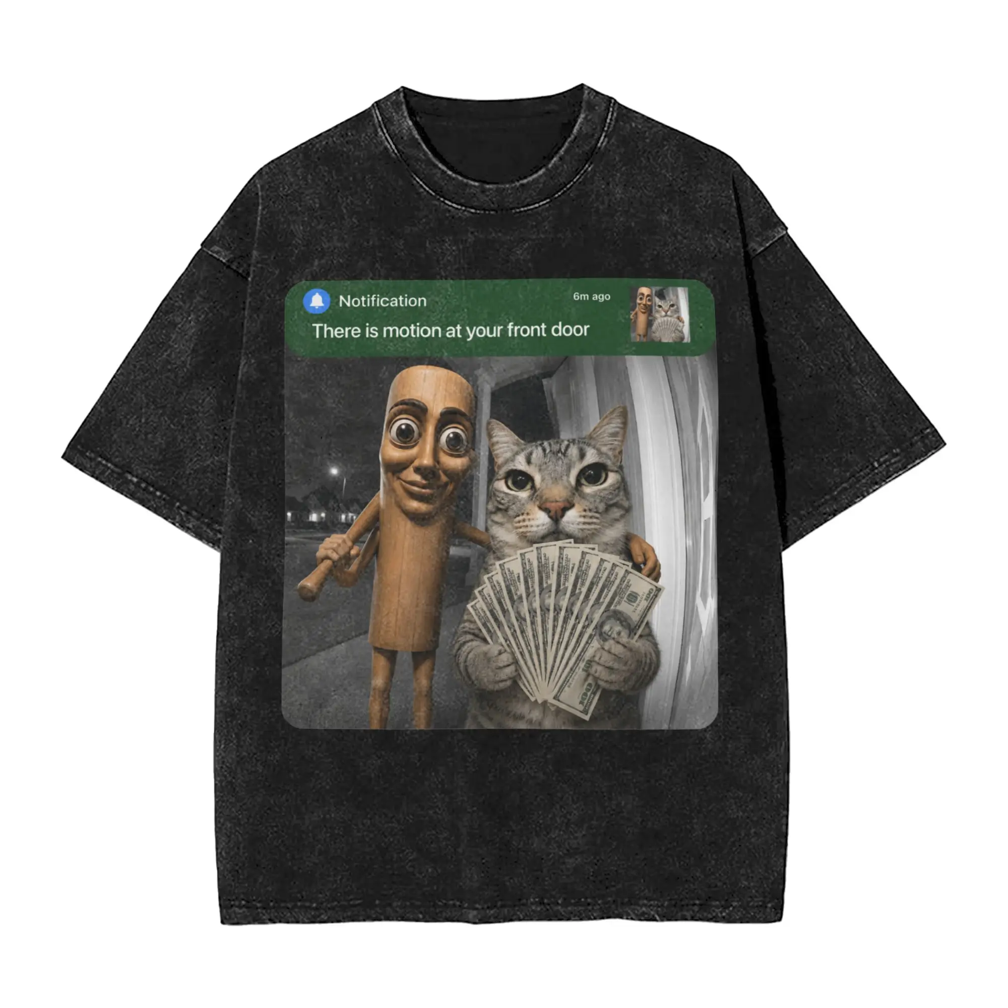 There is Motion at Your Front Door Tung Tung Tung Sahur Cat T Shirt Hip Hop T Shirts Short Sleeve Tops Summer Oversized Clothing