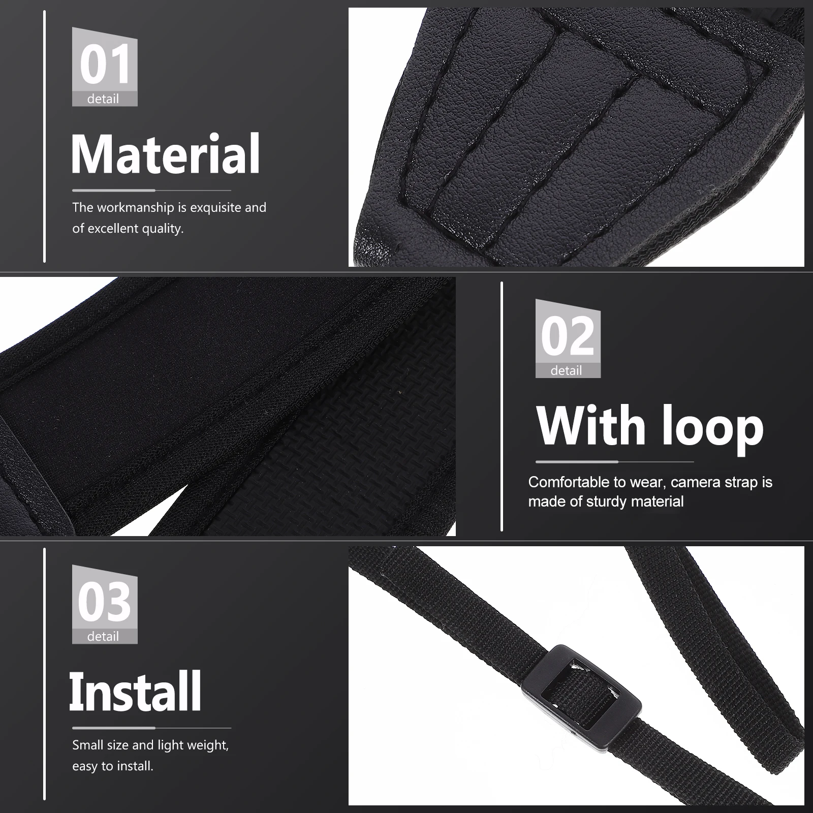

Universal Camera Shoulder Strap Black Adjustable Neck Sling for Photographers Sturdy Material Comfort Multi-functional Safe
