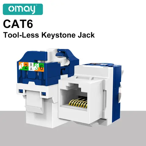 OMAY RJ45 키스톤 잭, CAT6 CAT5E CAT6A 도구가 필요 없는 자동 잠금 모듈 어댑터 펀치다운 도구 커플러 없음