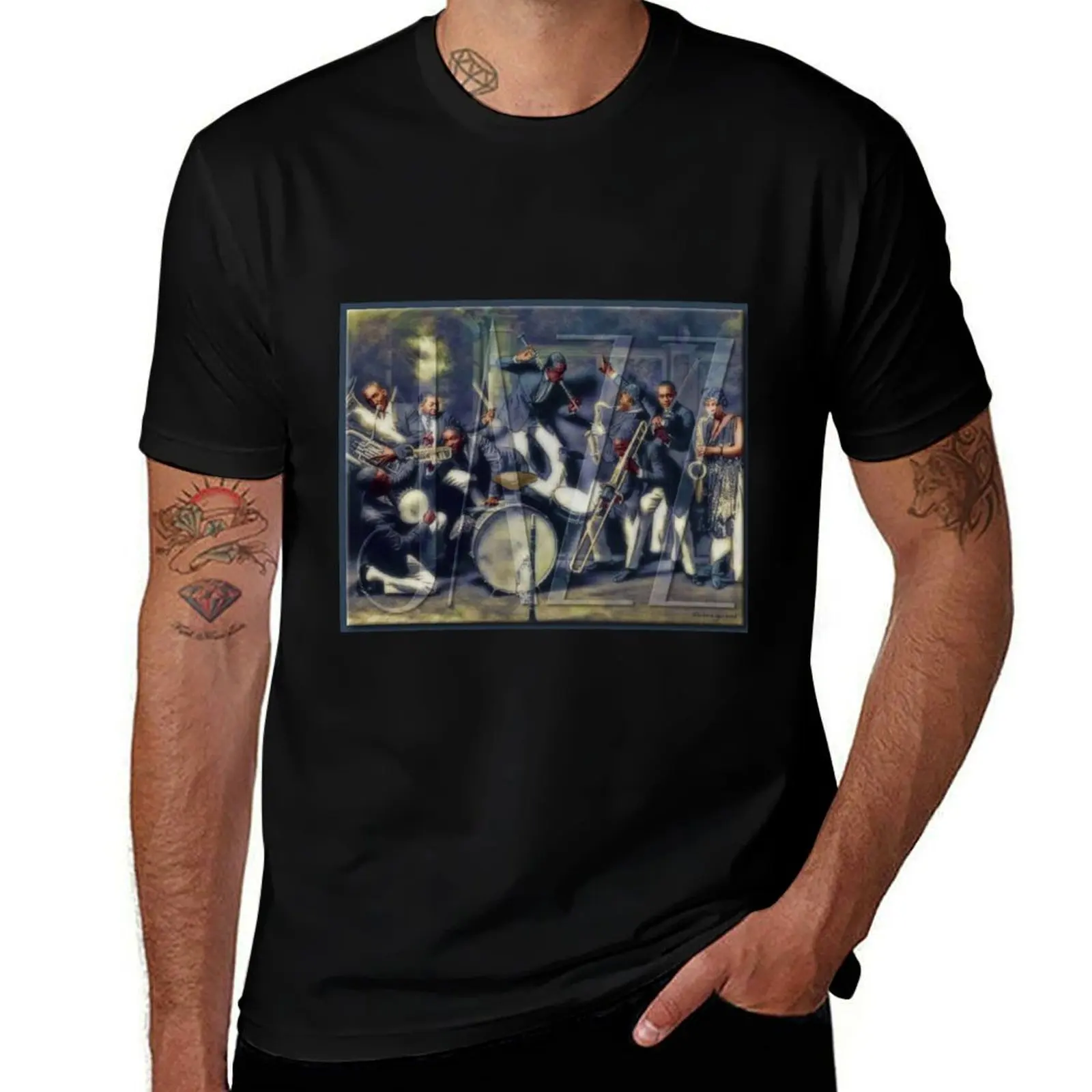 

Jazz T-Shirt Blouse man clothes baggy shirts men clothings