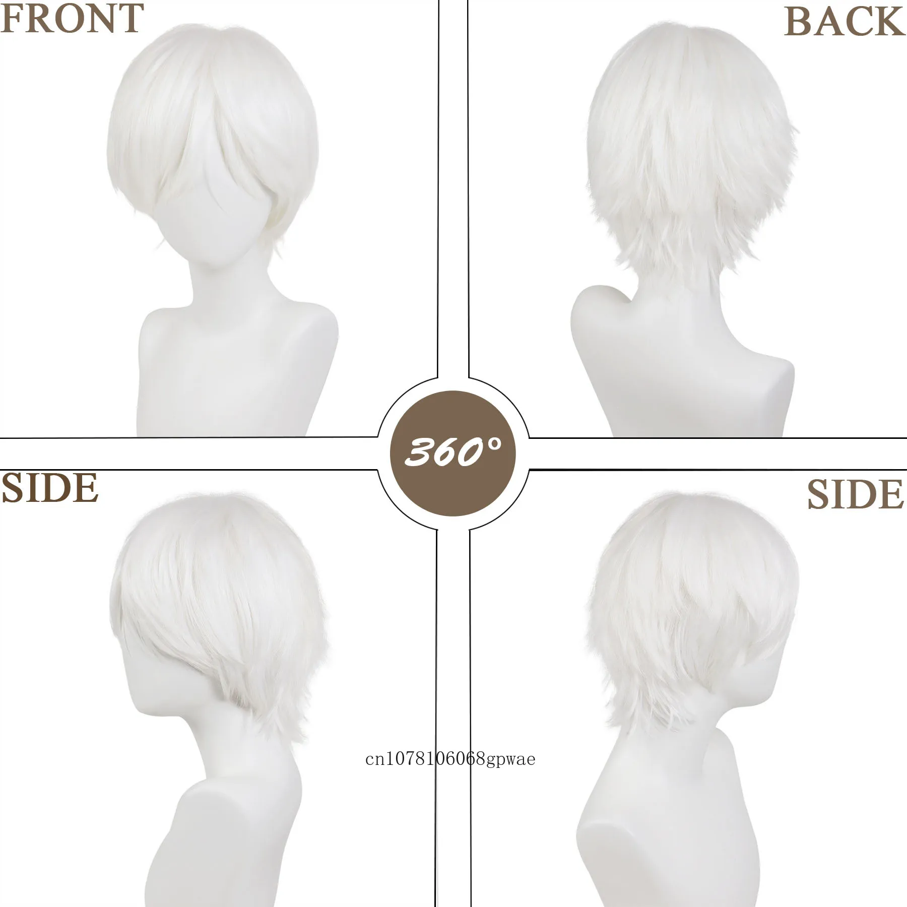 Parrucca cosplay Anime Ken Kaneki corta a strati appuntiti alla moda per capelli sintetici per uomo Ragazzi Parrucche per costumi di Halloween Maschile dall'aspetto naturale