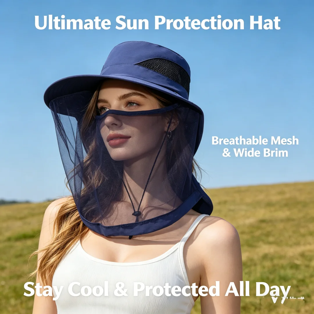 Fishing Hat Breathable Uv Hat Wide Brim Hat Foldable For Outdoor Adventure Fishing Camping