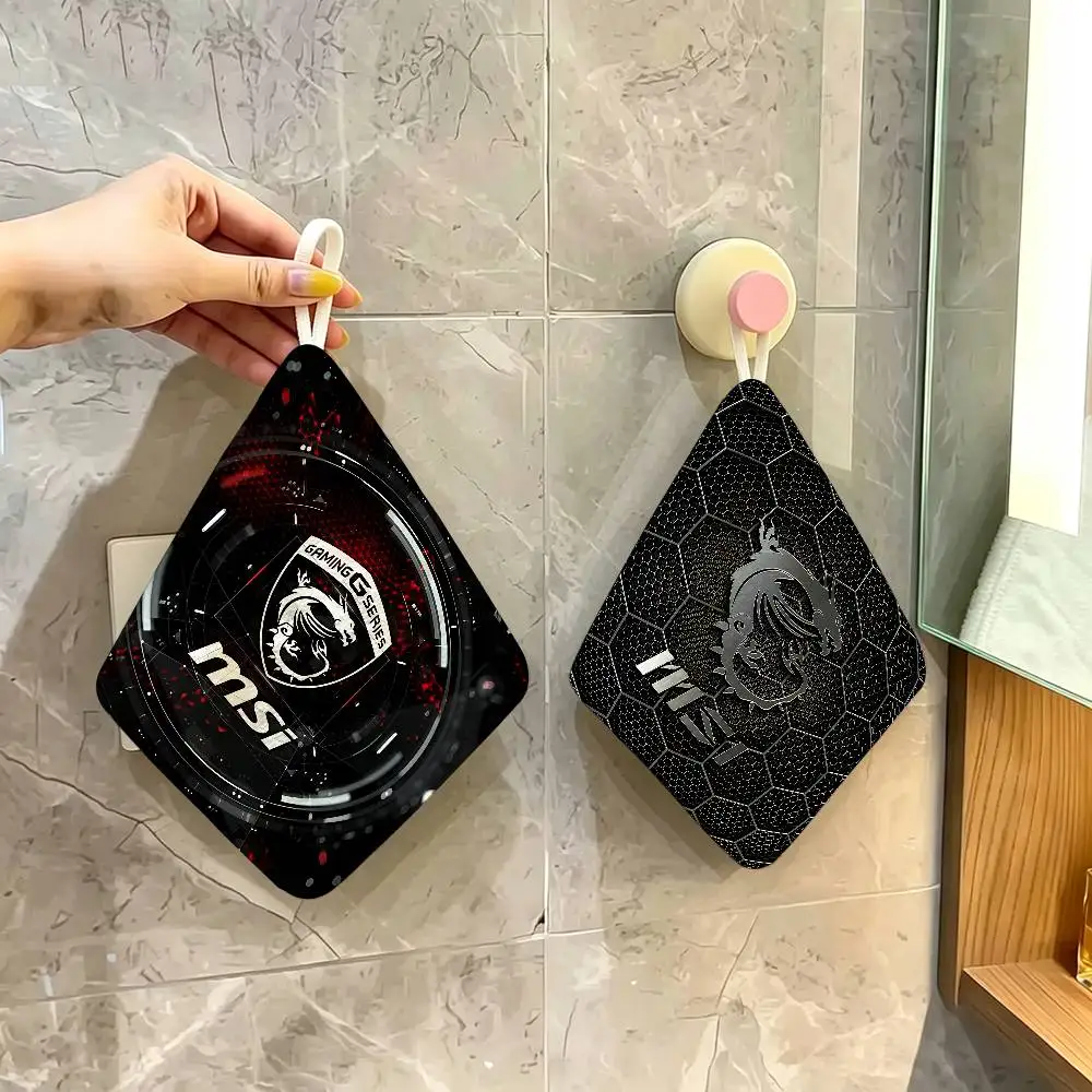 Gaming M-MSI Dragon Logo Hanging Kitchen Towel, Polyester Cotton Material, Multipurpose Hand Wiping Towel for Family