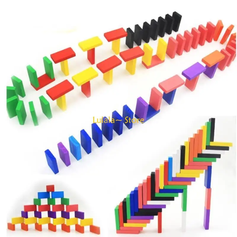 Y4QA 120 stcs houten dominos blokken set racen speelgoed jeugd game educatief voor spel