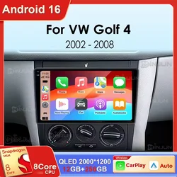 Car Radio Android 15 For Volkswagen VW Golf 4 IV 2002-2008 Jetta MK4 Classics Multimedia Player Carplay GPS Auto Stereo DSP QLED