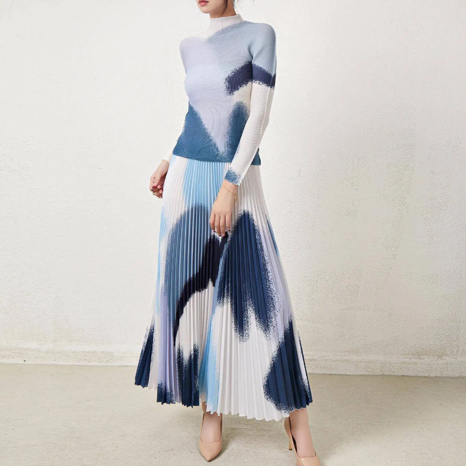 

Faionable Loose Women's Two-Piece Set Large Size Printed Top f Body Cross-Border Clothing Commute Sle Spring Season