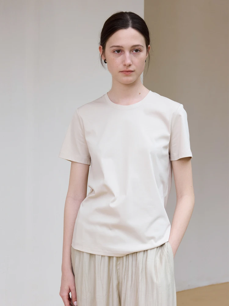 

Летняя повседневная футболка Cmon из смесового шелка и хлопка с переработанными волокнами, универсальный легкий цветной топ для женщин