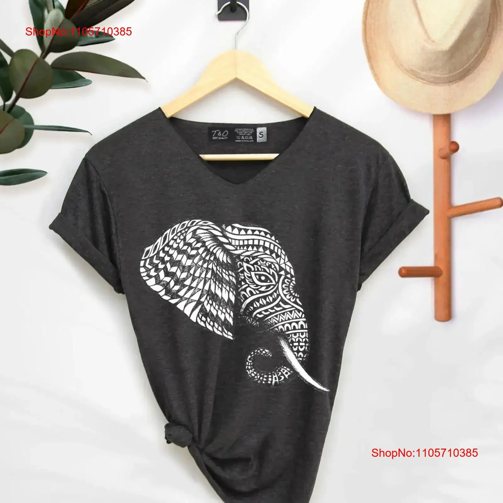 Elephant graphic shirt wild head T High Quality vintage Washed Casual homme Stylish Stretched fashion Comfortable Unisex