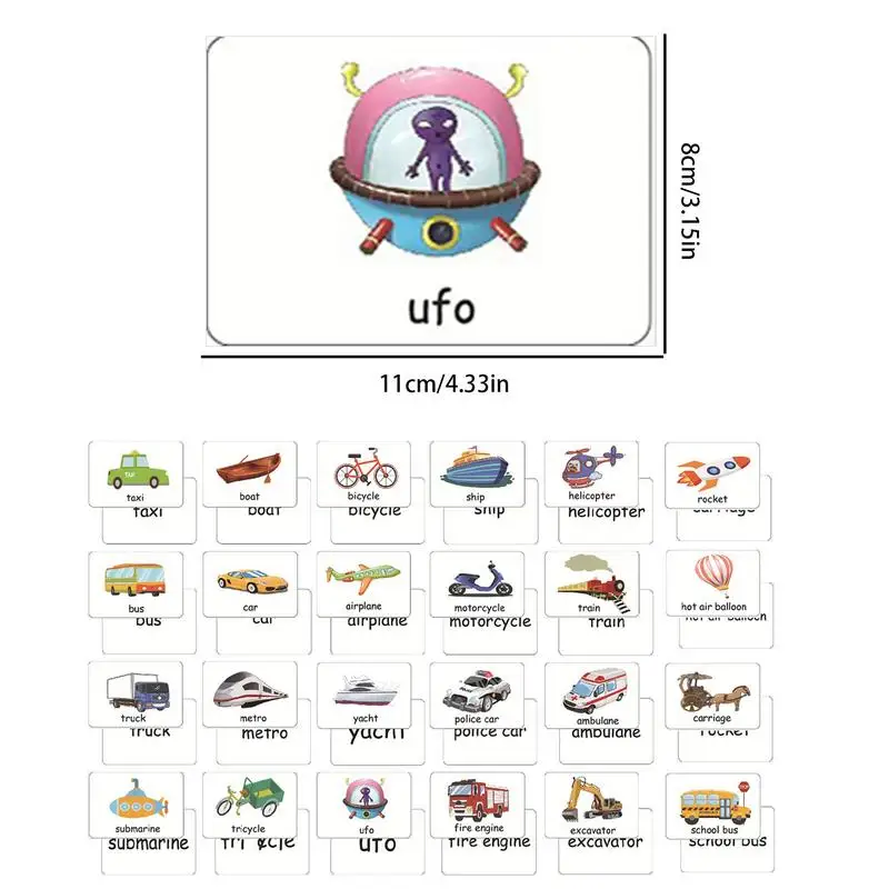 تعلم بطاقات فلاش رياض الأطفال 24 ورقة بطاقات بناء المفردات للأطفال متلازمة مغلقة الابتدائية عالية التردد الإنجليزية
