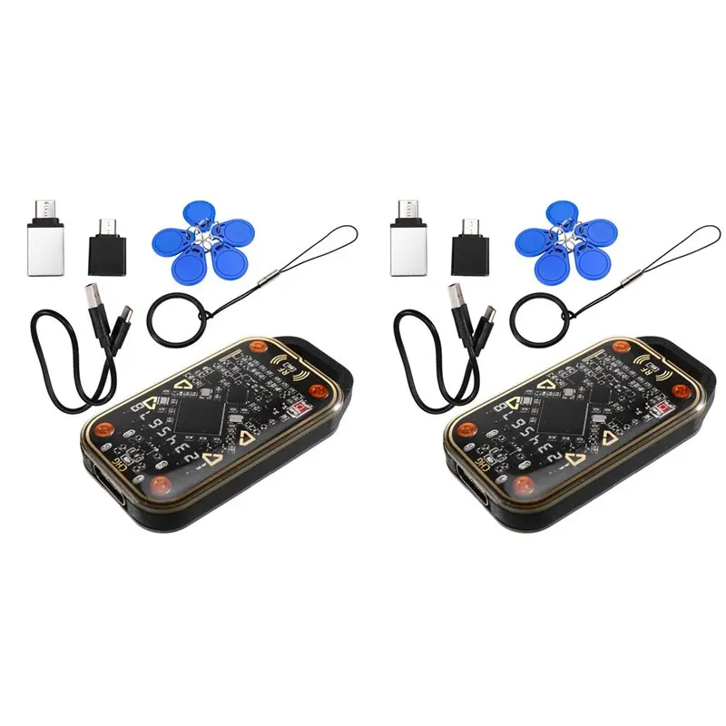 2X Chameleon Ultra V3.0 RFID Smart Card Emulator Reader+5XUID Keychain 125Khz 13.56Mhz ID IC Smart Card Tag Copyer