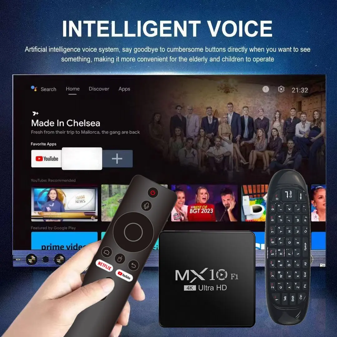 Terbaru Android 13 TV Box Allwinner H313 Chip Quad Core MX10-F1 TV Box 2G RAM 16G ROM Dual WiFi Harga Rendah Set Top Box