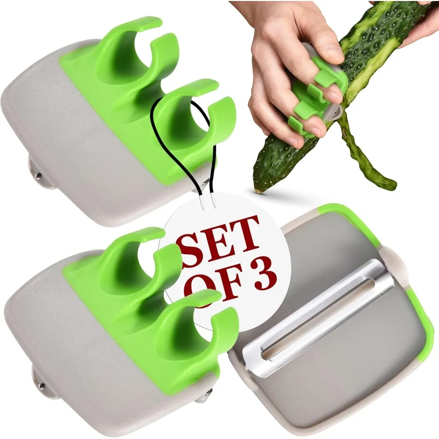 Pelador de frutas y verduras - Juego de 3 peladores de palma de dedo para cocina - Pelador de verduras de silicona con cómodo dedo de goma G