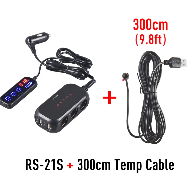 3 way cigarette lighter socket RHUNDO 3 Way Cigarette Lighter Socket Splitter Three Port 12V DC Power  Outlet Adapter Dual USB Car Charger Touch Switch RS-21S