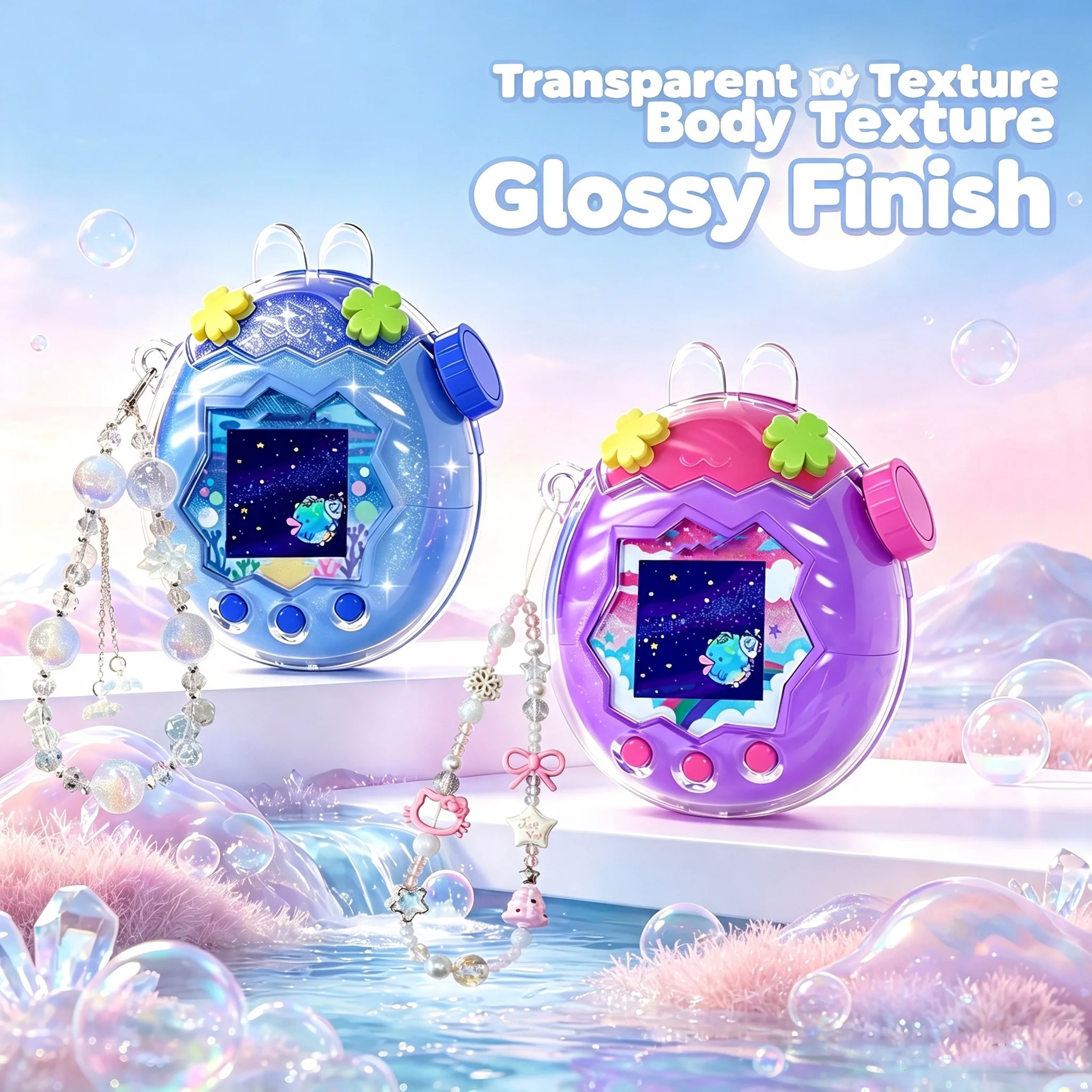 Protective Cover Shell For Tamagotchi Paradise Crystal PC Case Clear Sparkle Cover with Openable Lid Drop Proof