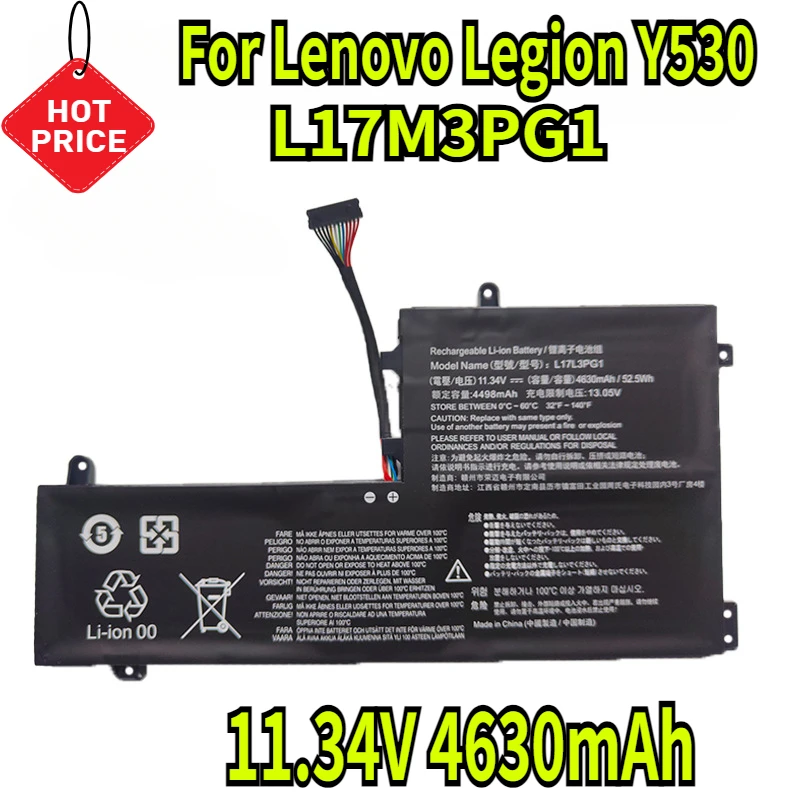 

11.34V 4630mAh L17M3PG1 Laptop Battery for Lenovo Legion Y530 Y530-15ICH Y7000 Y7000P 2018/2019 L17L3PG1 L17C3PG2 L17M3PG3